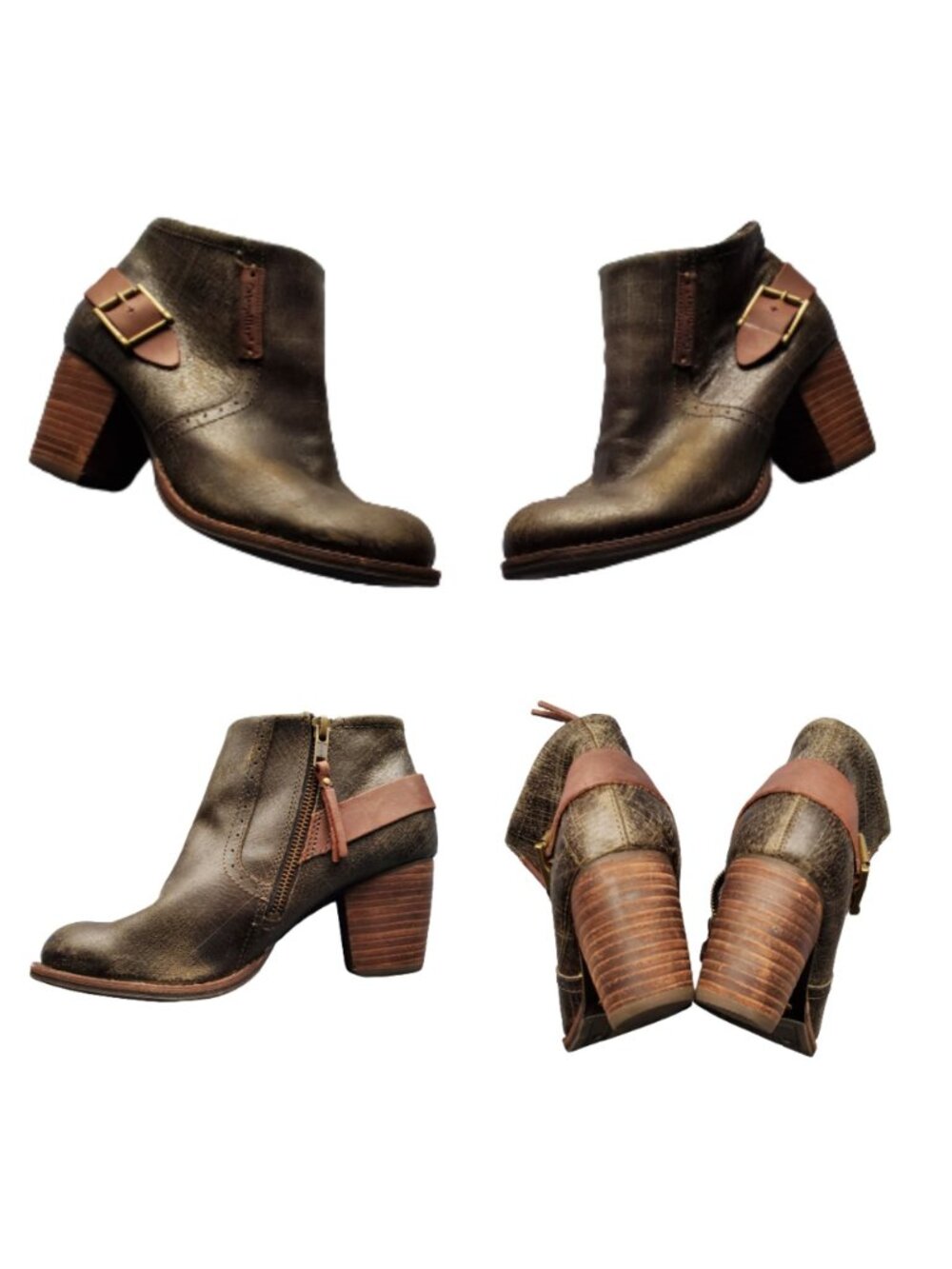 Caterpillar Women's Annette Leather Ankle Western Boots Deep Olive Size 7 - Picture 4 of 16